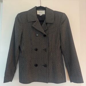 DIOR Vintage Black and White Pinstripe Double Breasted Jacket 80s Size 8 Womens